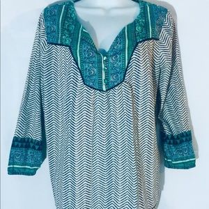 Lucky brand patterned bohemian top size large